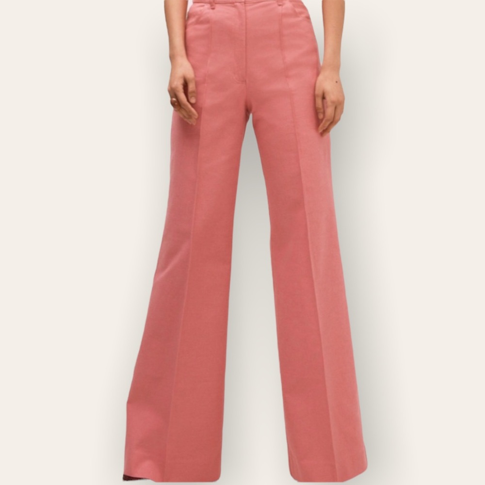 Kate Spade Wide Leg Front Seamed Retro Pants Cotton Wool Blend Pink 12 Women’s